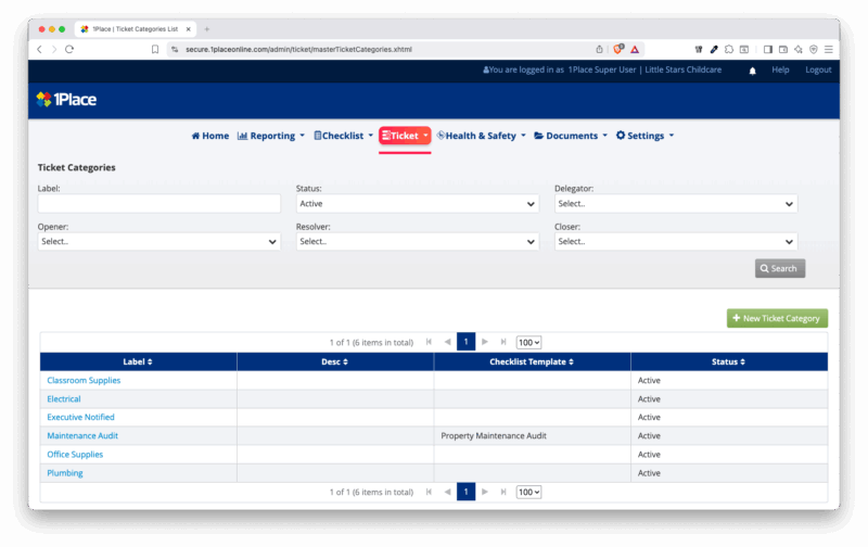 Ticket Manager – 1Place Childcare New Zealand