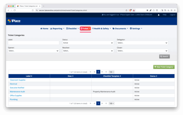 Ticket Manager - 1Place Childcare